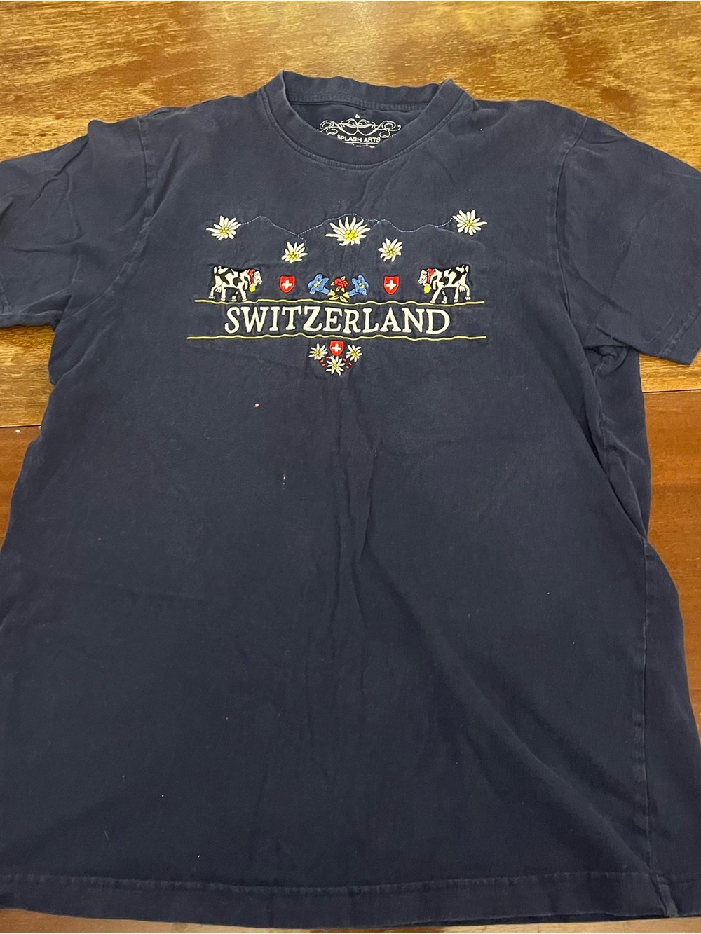 Switzerland Embroidered Navy Short Sleeve Tee by
